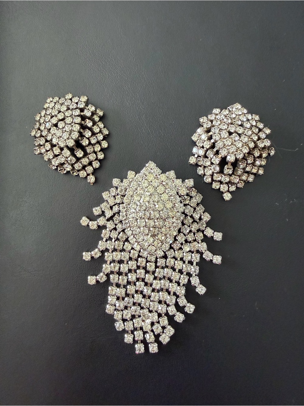 Vintage Sparkling Brooch & Clip-On Earrings Set